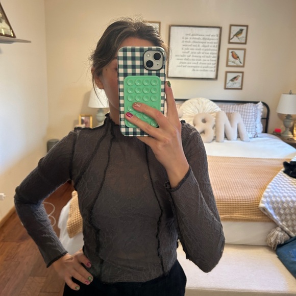 Kimchi Blue Tops - Kimchi Blue Charcoal Lace Blouse